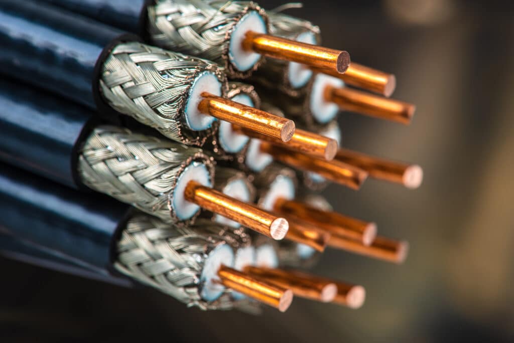 Stripped coaxial cable